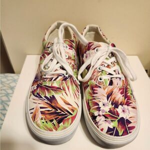 VANS Doheny Tropical Floral Platform Canvas Skate Sneakers Sz.7 Ret $135 #721356